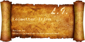 Leimetter Irina névjegykártya
